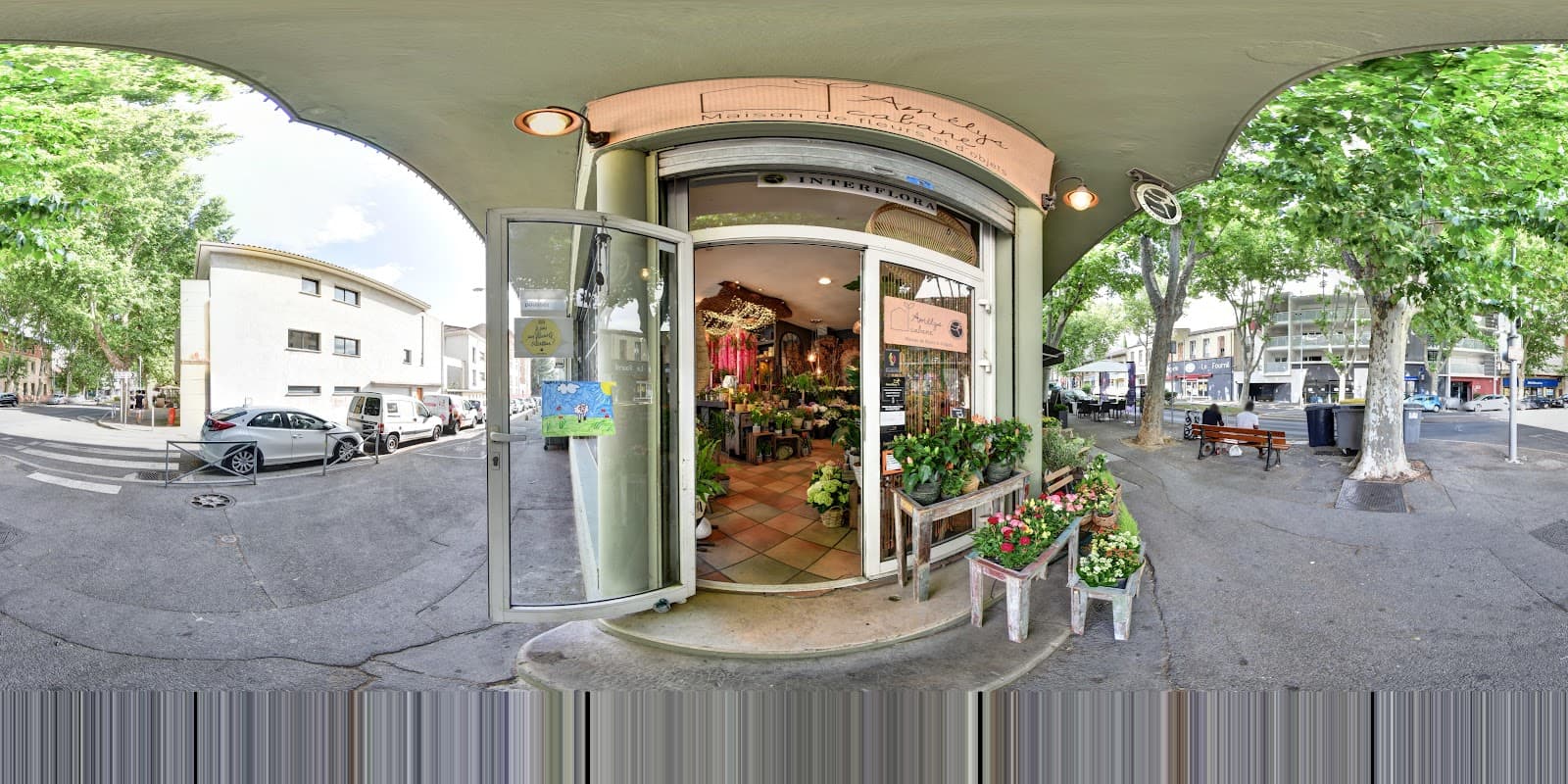 Façade de la boutique Amelys Cabane, Maison de Fleurs et d'Objets, sur les Allées de Craponne à Salon-de-Provence